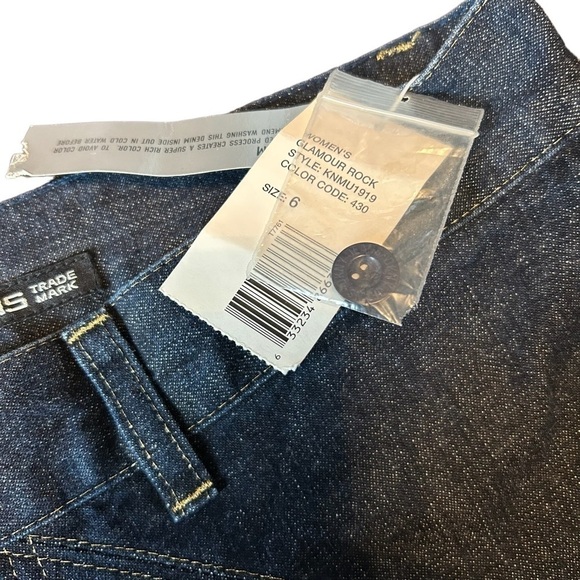 DKNY Wide Leg Jeans W/Gold Zig Zag Threading Sz.6 - Picture 13 of 16